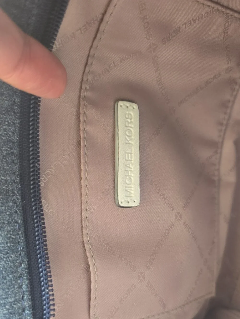 Michael Kors Denim and White Leather Satchel